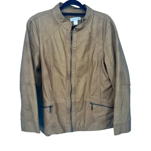 Christopher & Banks Tan Faux Leather Motorcycle Jacket XL - Picture 1 of 6